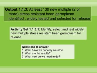 Chirwa presentation-2Breeding for Multiple Constraint Resistant, Micronutrient Rich Content and Niche Market Bean Varieties in the light of PABRA Workplans and Milestones
