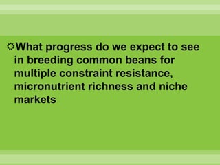 Chirwa presentation-2Breeding for Multiple Constraint Resistant, Micronutrient Rich Content and Niche Market Bean Varieties in the light of PABRA Workplans and Milestones