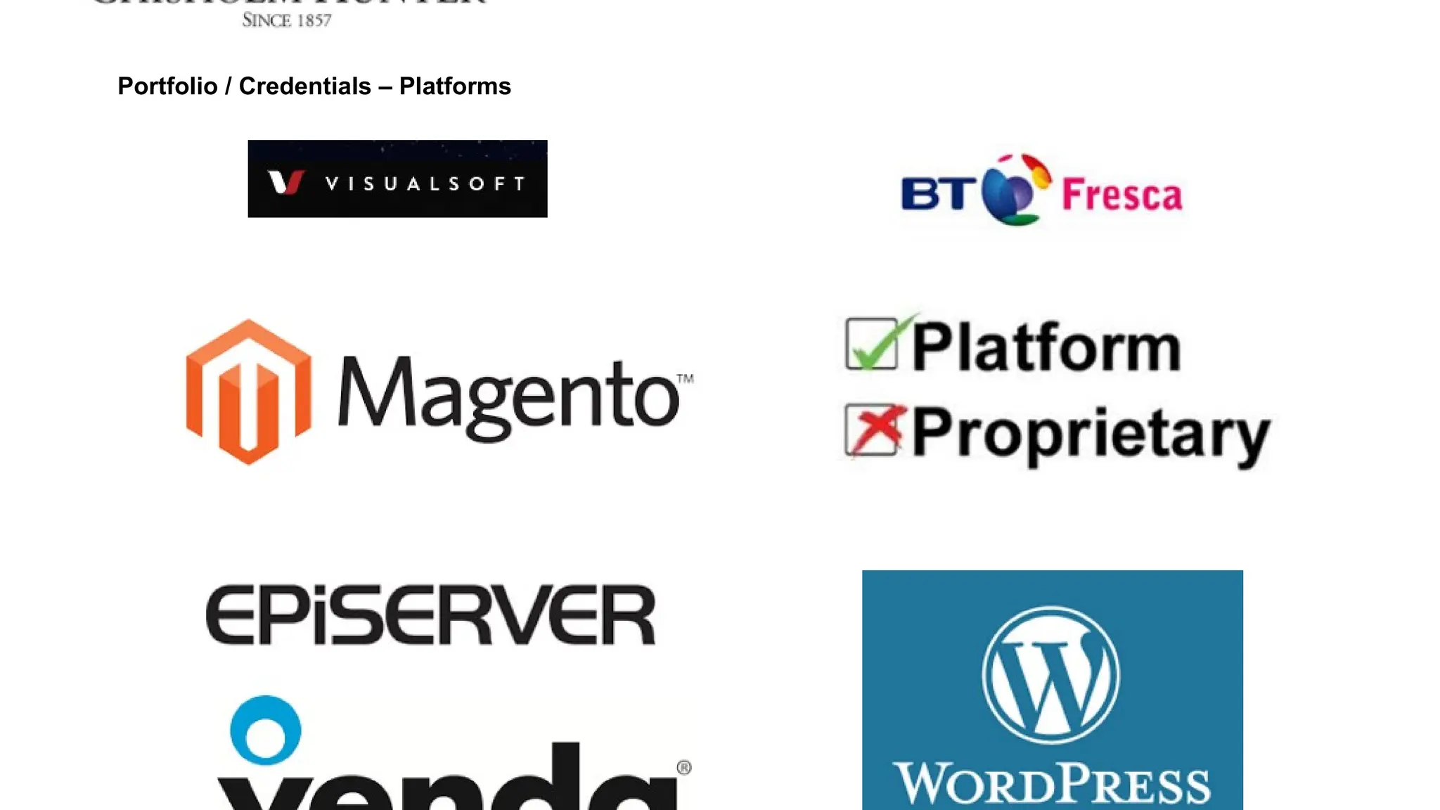 Portfolio / Credentials – Platforms
 