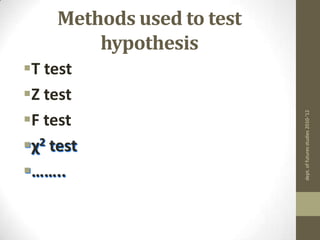 Potential outcomes of testing						DecisionAccept NullReject NullR	No E		RelationshipALI		TY		RelationshipCorrectdecisionType I Error CorrectdecisionType II Error dept. of futures studies 2010-'12