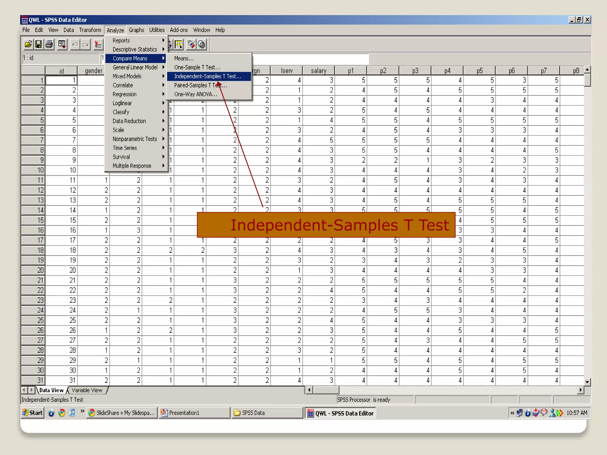 Independent-Samples T Test
 