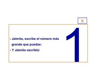 - Jaimito, escribe el número más grande que puedas: - Y Jaimito escribió: 1 X 