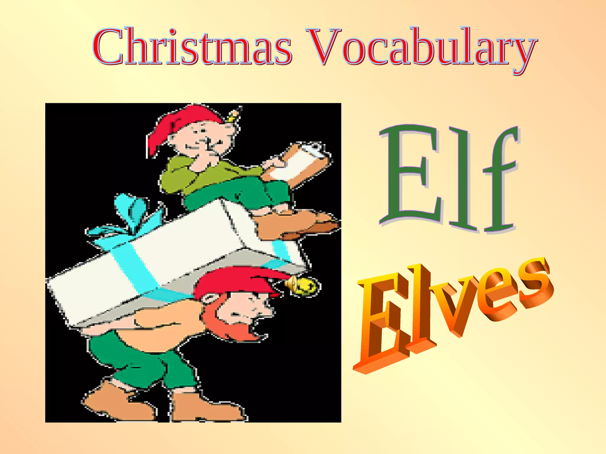 Christmas Vocabulary Elves Elf 