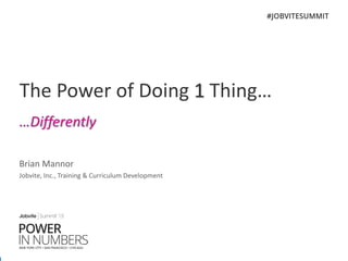 The Power of Doing 1 Thing…
…Differently
Brian Mannor
Jobvite, Inc., Training & Curriculum Development
 