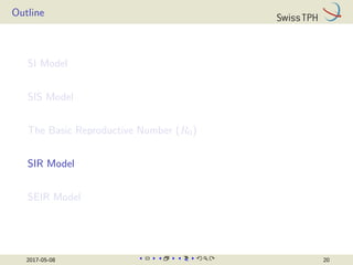 Outline
SI Model
SIS Model
The Basic Reproductive Number (R0)
SIR Model
SEIR Model
2017-05-08 20
 