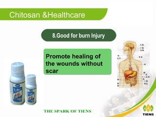 Chitosan &Healthcare

           8.Good for burn Injury


         Promote healing of
         the wounds without
         scar
 