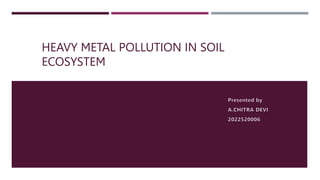HEAVY METAL POLLUTION IN SOIL
ECOSYSTEM
 