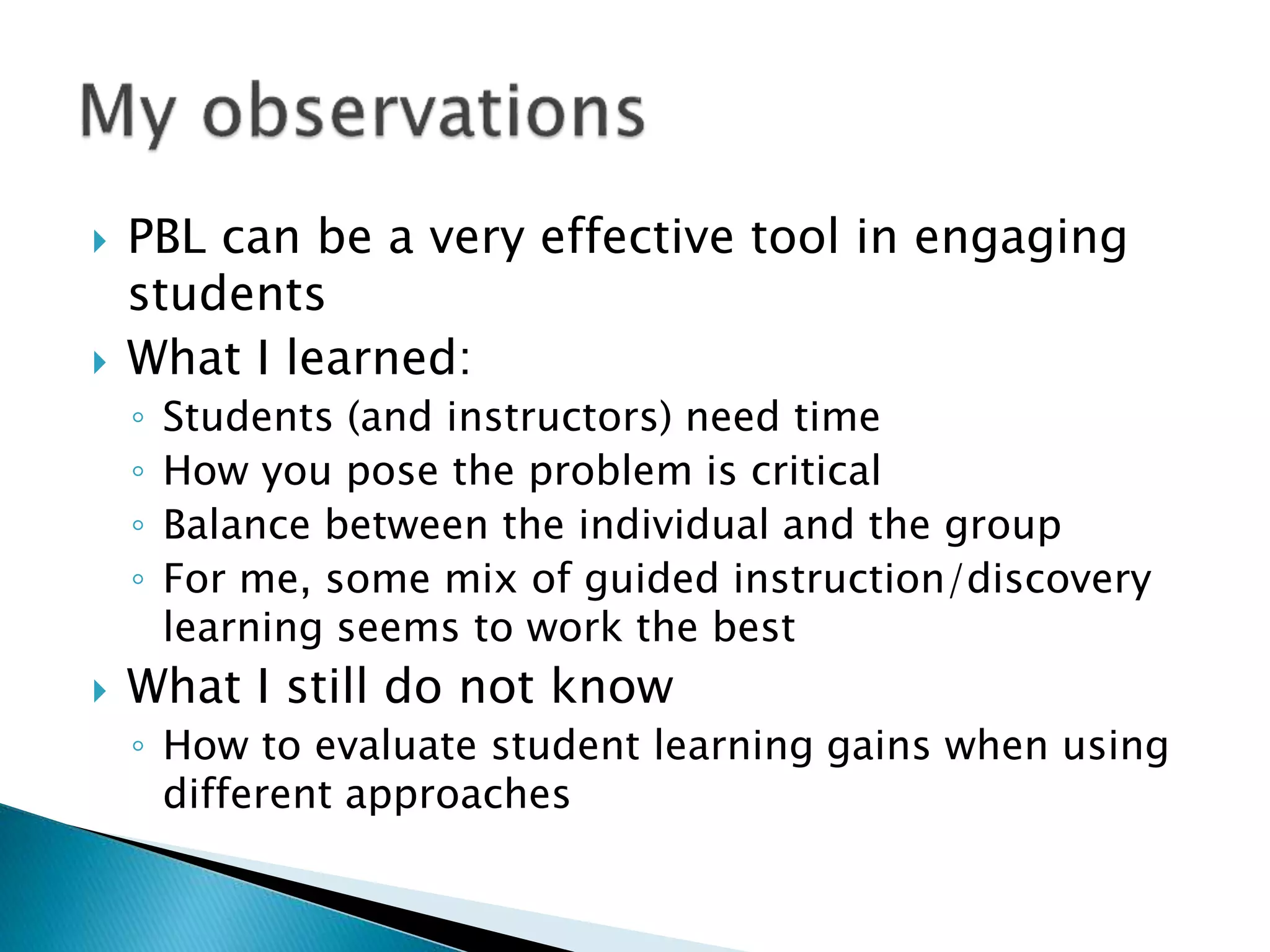 Problem Based Learning: Classroom Inquiry for Critical Thinking | PPT