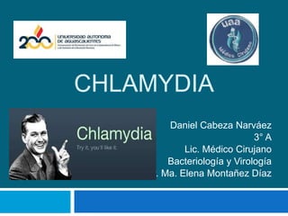 CHLAMYDIA
         Daniel Cabeza Narváez
                              3° A
             Lic. Médico Cirujano
         Bacteriología y Virología
    Dr. Ma. Elena Montañez Díaz
 