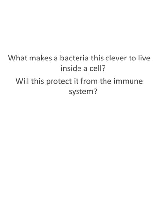 What makes a bacteria this clever to live
               inside a cell?
 Will this protect it from the immune
                 system?
 