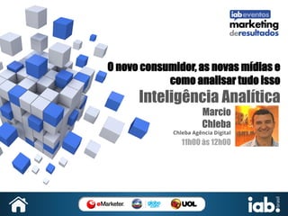 O novo consumidor, as novas mídias e
como analisar tudo isso

Inteligência Analítica
Marcio
Chleba
Chleba Agência Digital

11h00 às 12h00

SUA
FOTO

 