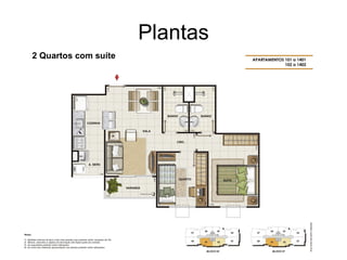 Plantas 2 Quartos com suíte 