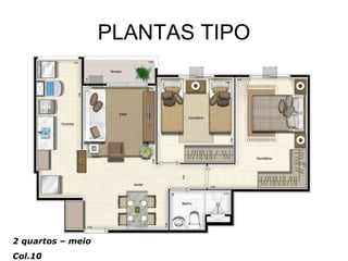 PLANTAS TIPO 2 quartos – meio  Col.10 