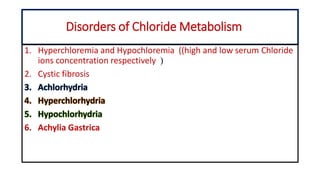 Chloride metabolism and its disorders | PDF