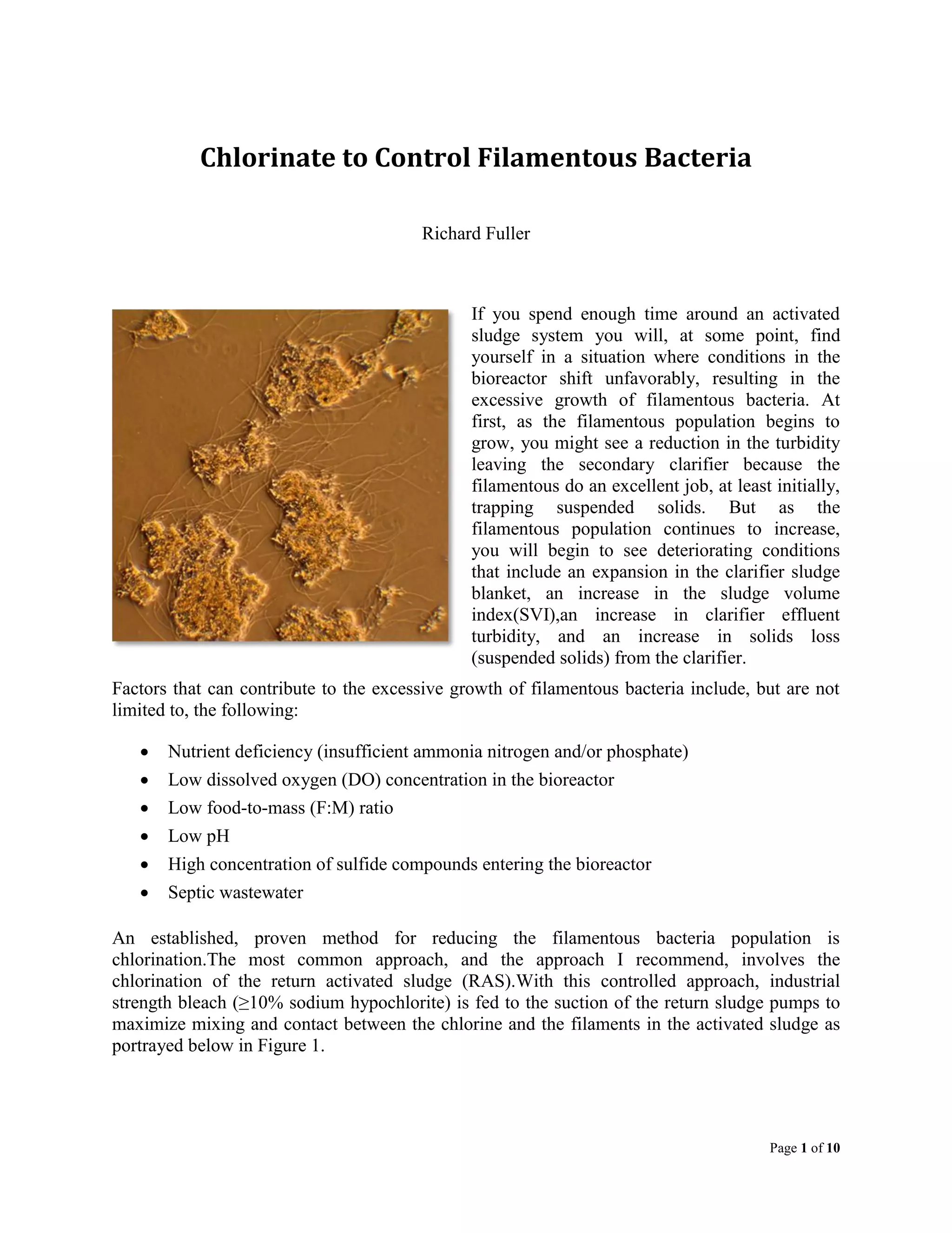 Chlorinate to-control-filamentous-bacteria | PDF