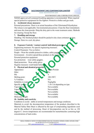 Chlorinated polyethylene material safety data sheet | PDF