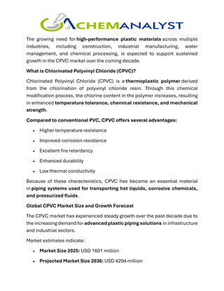 Chlorinated Polyvinyl Chloride (CPVC) Market Size, Share, and Growth ...