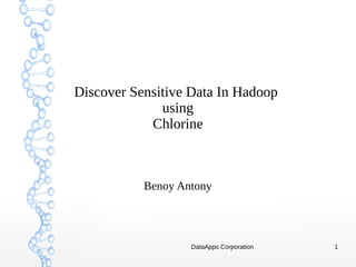 DataApps Corporation 1
Discover Sensitive Data In Hadoop
using
Chlorine
Benoy Antony
 