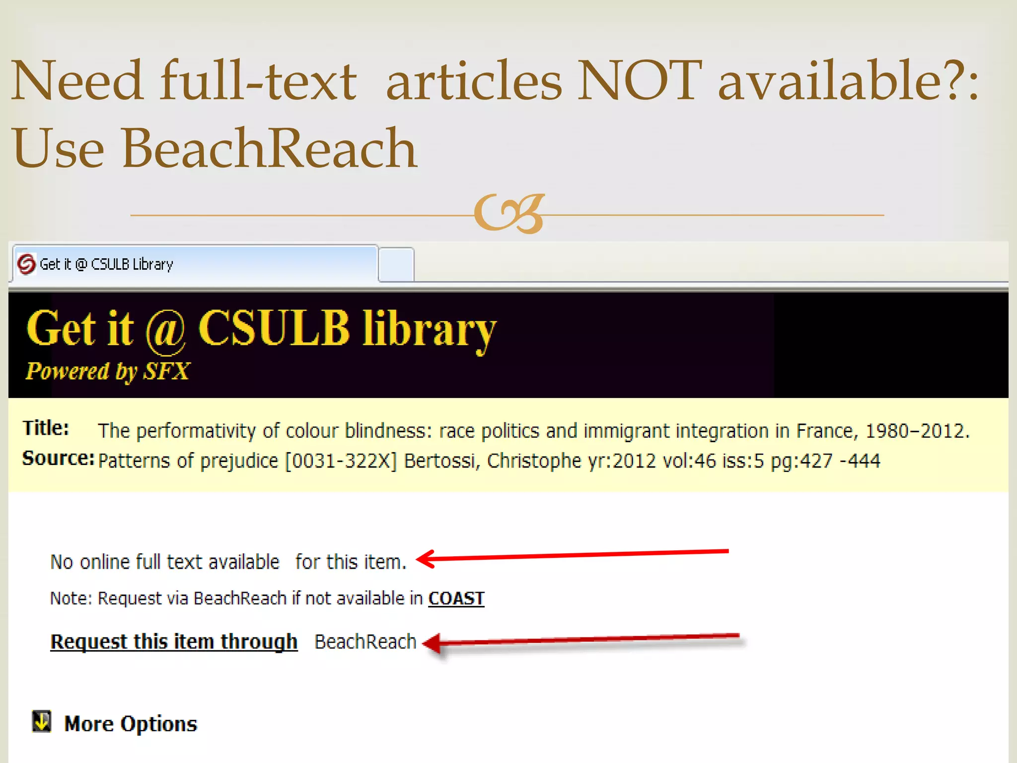 Need full-text articles NOT available?:
Use BeachReach
                  
 