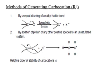 Methods of Generating Carbocation (R+
)
 