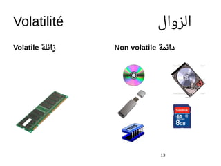 Volatilité ‫الزوال‬
Volatile ‫زائلة‬ Non volatile ‫دائمة‬
13
 