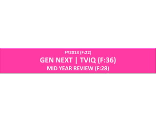 FY2013 (F:22)
GEN NEXT | TVIQ (F:36)
 MID YEAR REVIEW (F:28)
 