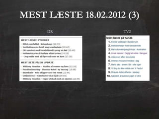 MEST LÆSTE 18.02.2012 (3)
     DR              TV2
 