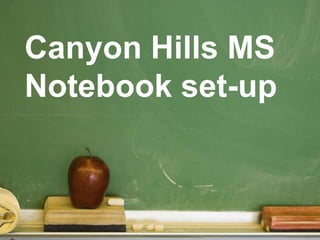 Canyon Hills MS
Notebook set-up
 
