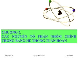HUI© 2006
General Chemistry:
Slide 1 of 56
CHƯƠNG 2.
CÁC NGUYÊN TỐ PHÂN NHÓM CHÍNH
TRONG BẢNG HỆ THỐNG TUẦN HOÀN
 