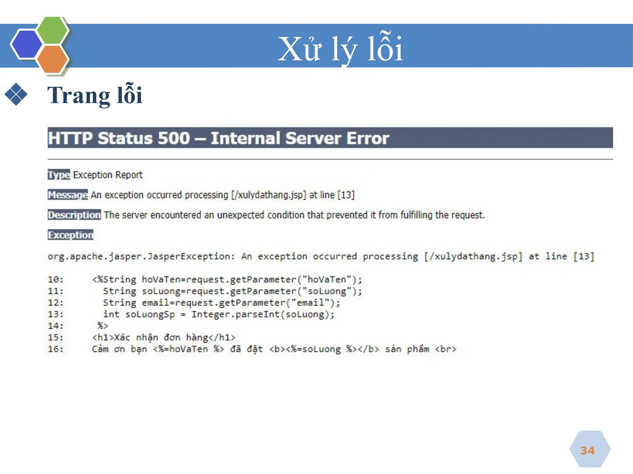 Xử lý lỗi
❖ Trang lỗi
34
 