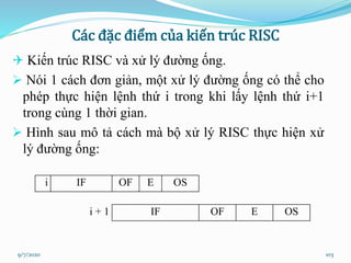 Các đặc điểm của kiến trúc RISC
 Kiến trúc RISC và xử lý đường ống.
 Nói 1 cách đơn giản, một xử lý đường ống có thể ...