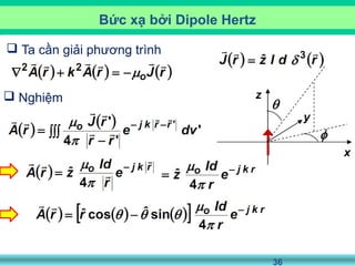 36
 Ta cần giải phương trình
Bức xạ bởi Dipole Hertz
 Nghiệm
 