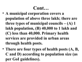 URBAN PHC
Organization
   
Municipality
Commissioner
Health Officer
Dispensary/Hospital
Medical officer
 