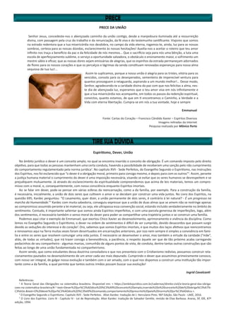 PRECE DA UNIÃO
Senhor Jesus, concedeste-nos o abençoado caminho da união contigo, desde a manjedoura iluminada até a ressurreição
divina, com passagem pela cruz do trabalho e da renunciação, da fé viva e do testemunho santificante. Viajores que somos
na estrada redentora que a tua misericórdia nos desdobra, no campo da vida eterna, rogamos-te, ainda, luz para as nossas
sombras, certeza para as nossas dúvidas, esclarecimento às nossas hesitações! Auxilia-nos a aceitar o roteiro que teu amor
infinito nos traça a benefício da paz e da felicidade de nós mesmos... Que o sacrifício seja para nós uma bênção, a luta uma
escola de aperfeiçoamento sublime, o serviço a oportunidade salvadora, o obstáculo o ensinamento maior, o sofrimento um
mestre sábio e eficaz; que as nossas dores sejam emissárias de alegrias, que os espinhos da estrada permaneçam adornados
de flores para os nossos corações e que os percalços e lágrimas da senda constituam renovadas esperanças para nossa alma
sequiosa de tua luz!...
Assim te suplicamos, porque a nossa união é alegria para os tristes, vitória para os
vencidos, consolo para os desesperados, sementeira de imperecível ventura para
quantos prosseguem à retaguarda, aspirando a um mundo melhor!... Desse modo,
Senhor, agradecendo-te a caridade divina da paz com que nos felicitas a alma, nes-
te dia de abençoada luz, esperamos que o teu amor viva em nós infinitamente e
que a tua misericórdia nos acompanhe, em todos os passos da redenção espiritual,
convictos, quanto estamos, de que em ti encontramos o Caminho, a Verdade e a
Vida com eterna libertação. Cumpra-se em nós a tua vontade, hoje e sempre
Emmanuel
Fonte: Cartas do Coração – Francisco Cândido Xavier – Espíritos Diversos
Imagens retiradas da internet
Pesquisa realizada por Mônica Porto
Espiritismo, Dever, União
No âmbito jurídico o dever é um conceito amplo, no qual se encontra inserido o conceito de obrigação. É um comando imposto pelo direito
objetivo, para que todas as pessoas mantenham uma certa conduta, havendo a possibilidade de receberam uma sanção pelo não cumprimento
do comportamento regulamentado pela norma jurídica1
. No capítulo XVII - Sede Perfeitos, do Evangelho Segundo o Espiritismo, nas Instruções
dos Espíritos, nos foi esclarecido que “o dever é a obrigação moral, primeiro para consigo mesmo, e depois para com os outros”2
. Assim, perante
a justiça humana material o cumprimento do dever é uma imposição necessária, visando se evitar que os seres humanos se desrespeitem e se
prejudiquem mutuamente. Já através do esclarecimento da espiritualidade compreendemos que acima de leis materiais, temos um compro-
misso com a moral, e, consequentemente, com nossa consciência enquanto Espíritos imortais.
Ao se falar em dever, pode-se pensar em várias esferas da reencarnação, como a da família, por exemplo. Para a construção da família,
é necessária, inicialmente, a união de dois seres que cultivem o amor e se decidam por construir uma vida juntos. No Livro dos Espíritos, na
questão 695, Kardec perguntou: “O casamento, quer dizer, a união permanente de dois seres, é contrário à lei natural? - É um progresso na
marcha da Humanidade.”3
Kardec com muita sabedoria, conseguiu expressar que a união de duas almas que se amem não se restringe apenas
ao compromisso assumido perante a lei material, ou seja, ele ultrapassa essa convenção social, estando incluído verdadeiramente no âmbito do
sentimento. Contudo, é importante salientar que somos ainda Espíritos imperfeitos, e com uma parcela generosa de imperfeições, logo, além
dos sentimentos, é necessário também o senso moral do dever para poder se compartilhar uma trajetória juntos e se construir uma família.
Podemos aqui citar o exemplo de Emmanuel, que exortou Chico Xavier ao desenvolvimento, aprimoramento e vivência da disciplina. Como
lemos no Evangelho Segundo o Espiritismo, o dever na ordem de sentimentos é difícil de ser cumprido, devido desacordos que possam surgir
devido as seduções do interesse e do coração2
.Ora, sabemos que somos Espíritos imortais, e que muitos dos laços afetivos que reencontramos
e renovamos aqui na Terra muitas vezes foram desvirtuados em encarnações anteriores, por isso nem sempre é simples a convivência em famí-
lia e entre os seres que resolvem comungar uma vida juntos. É necessário se desenvolver o amor, mas também a virtude da caridade (“mãe”,
aliás, de todas as virtudes), que irá trazer consigo a benevolência, a paciência, o respeito àquele ser que de tão próximo acaba carregando
pedacinhos de seu companheiro - algumas manias, comunhão de alguns pontos de vista, de conduta, dentre tantas outras construções que são
feitas ao longo de uma união fundamentada no companheirismo.
Assim sendo, que como estudantes dessa doutrina consoladora e que nos presenteia com o Cristianismo redivivo, possamos construir rela-
cionamentos pautados no desenvolvimento de um amor cada vez mais depurado. Cumprindo o dever que assumimos primeiramente conosco,
com nosso ser integral, de galgar nossa evolução e também com o ser amado, com o qual nos dispomos a construir uma instituição tão impor-
tante como a da família, a qual permite que tantos outros irmãos possam buscar sua evolução!
Ingrid Cavalcanti
Referências:
1
A Teoria Geral das Obrigações na sistemática brasileira. Disponível em: < https://ambitojuridico.com.br/cadernos/direito-civil/a-teoria-geral-das-obriga-
coes-na-sistematica-brasileira/#:~:text=Dever%20jur%C3%ADdico%20%C3%A9%20conceito%20amplo,inserido%20o%20conceito%20de%20obriga%C3%A7%-
C3%A3o.&text=O%20dever%20jur%C3%ADdico%20%C3%A9%20comando,comportamento%20prescrito%20pela%20norma%20jur%C3%ADdica.>.
2
O Evangelho Segundo o Espiritismo. Capítulo XVII - Sede Perfeitos. Allan Kardec: tradução de J. Herculano Pires. 96ª Edição. São Paulo - LAKE, 2016.	
3
O Livro dos Espíritos. Livro III - Capítulo IV - Lei de Reprodução. Allan Kardec: tradução de Salvador Gentile, revisão de Elias Barbosa. Araras, SP, IDE, 87ª
edição, 1994.
 