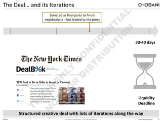 TPG HIGHLY CONFIDENTIAL — NOT FOR DISTRIBUTION 2014 Investors Meeting 13
Chobani
The Deal… and its Iterations
February April
March
Structured creative deal with lots of iterations along the way
Selected as final party to finish
negotiations – but leaked to the press
Liquidity
Deadline
30-40 days
 