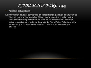 Exponer ante aquellos a los que la organización a los que la organización desea servir , es decir; clientes, miembros de la organización, ciudadanos, etc.PLANEACION DE LA PRESENTACION ELECTRÒNICA.Una vez establecidos los aspectos generales de la presentación, como propósito, tema, características de la audiencia y el recopilación y preparación de la información.  Estaremos listos para planear, diseñar y producir una presentación electrónica.El contenido del mensaje se estructura, organiza y complementa al seleccionar los medios que se consideren necesarios para hacer llegar el mensaje de manera eficaz y efectiva a la audiencia.TIPO DE DISEÑO: el tipo de diseño pude ser abreviado o general. En el diseño abreviado solo se utilizan palabras clave o frases cortas para transmitir lo que se dirá en cada punto.En diseño general es mas detallado; en él se escriben frases completas para aproximarse mas a la narrativa de una de una presentación.