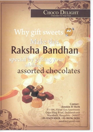ChocoDelight's Offering for RakshaBandhan