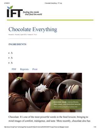 Chocolate everything   ift Cocoa
