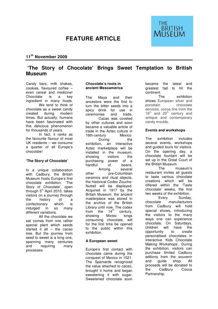 Chocolate feature article