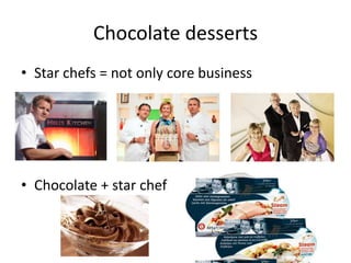 Chocolate desserts Star chefs = notonlycore business Chocolate + star chef 