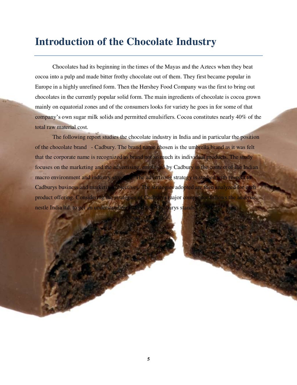 Chocolate industry project report