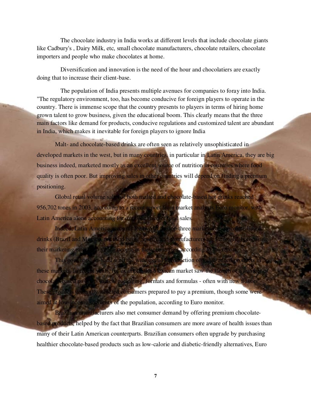 Chocolate industry project report