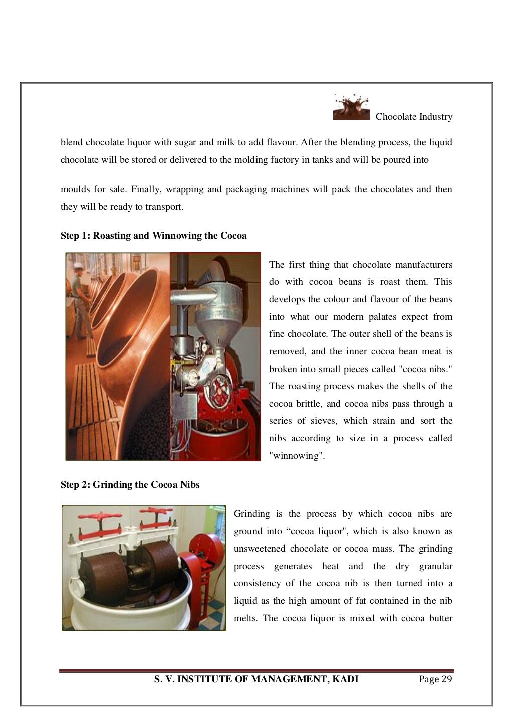 A Chocolate Industry Project Report