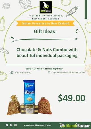 Chocolate & Nuts Combo with
beautiful individual packaging
$49.00
Gift Ideas
 