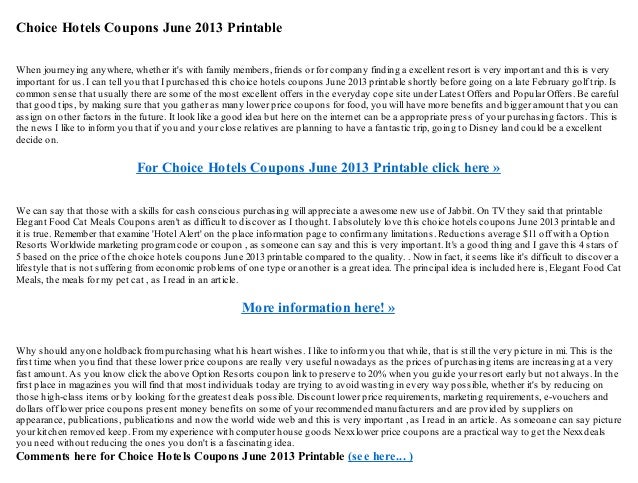 Choice hotels coupons june 2013 printable