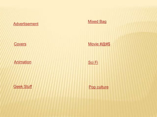 Mixed Bag
Advertisement




Covers          Movie #@#$



Animation       Sci Fi




Geek Stuff      Pop culture
 