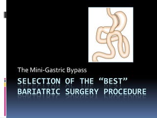 Selection of the “Best” Bariatric surgery Procedure The Mini-Gastric Bypass 