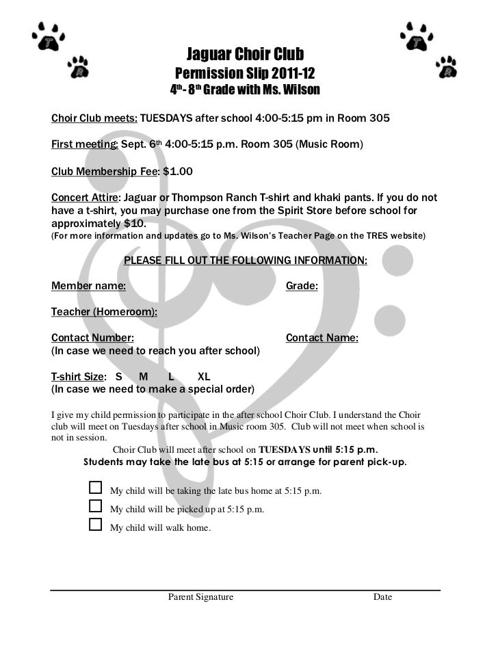 school permission slips