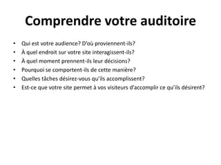 Architecte : autocad, papier, crayons spécialisés5. Quel type de contenupréfèrent-ils lire?Avocat -> article sousforme de texte;Design -> billet de blogue avec des images;Mère -> images de bébés