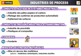  Industriedes pâtes papiers et cartons
 Pilotage des systèmes de production automatisée

 Traitement   de surfaces



 Industriede procédés
 Plastiques et composites




 Fonderie




 Mise   en œuvre des matériaux
    options : matériaux céramiques, industries textiles
 